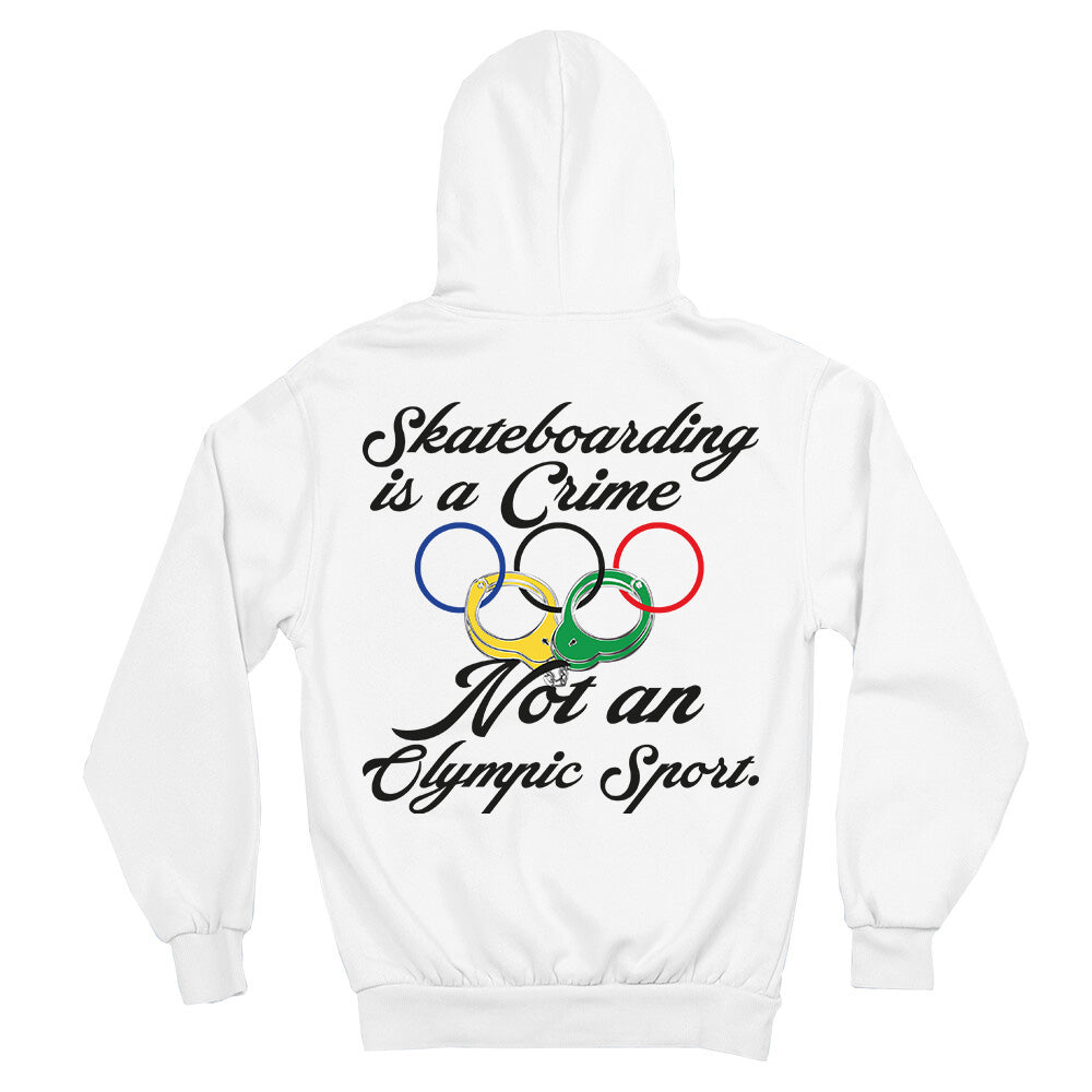 SKATEBOARDING IS A CRIME HOODIE WHITE